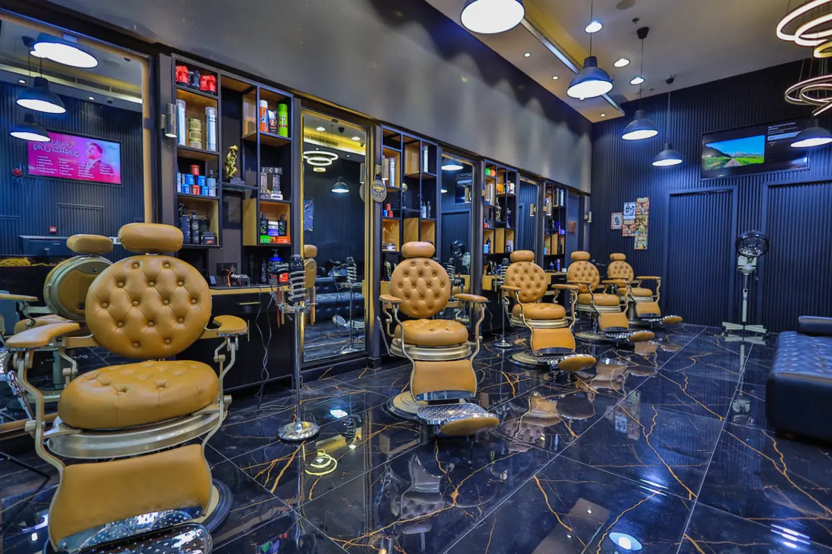 Tan barber chairs at Tiger Gents Salon