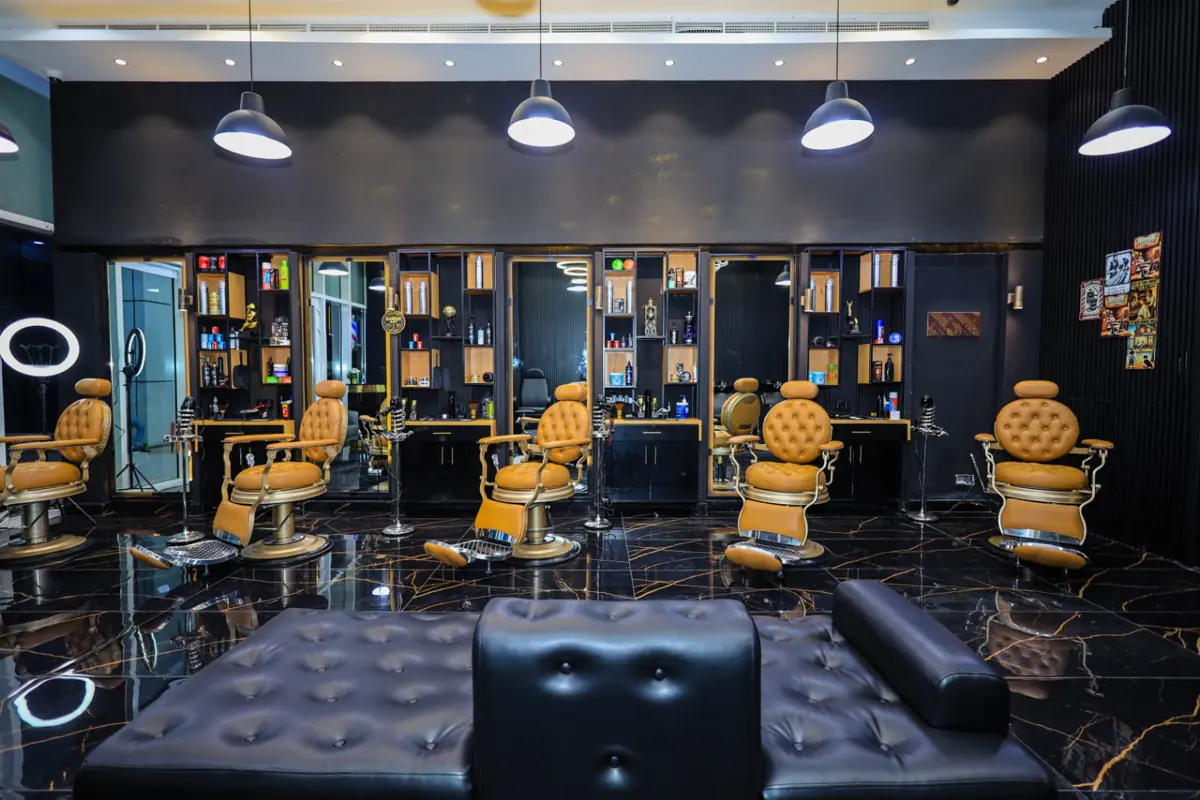 Prepared barber stations inside Tiger Gents Salon